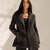 Black Fuzzy Wool Double-Breasted Jacket