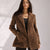Brown Fuzzy Wool Double-Breasted Jacket