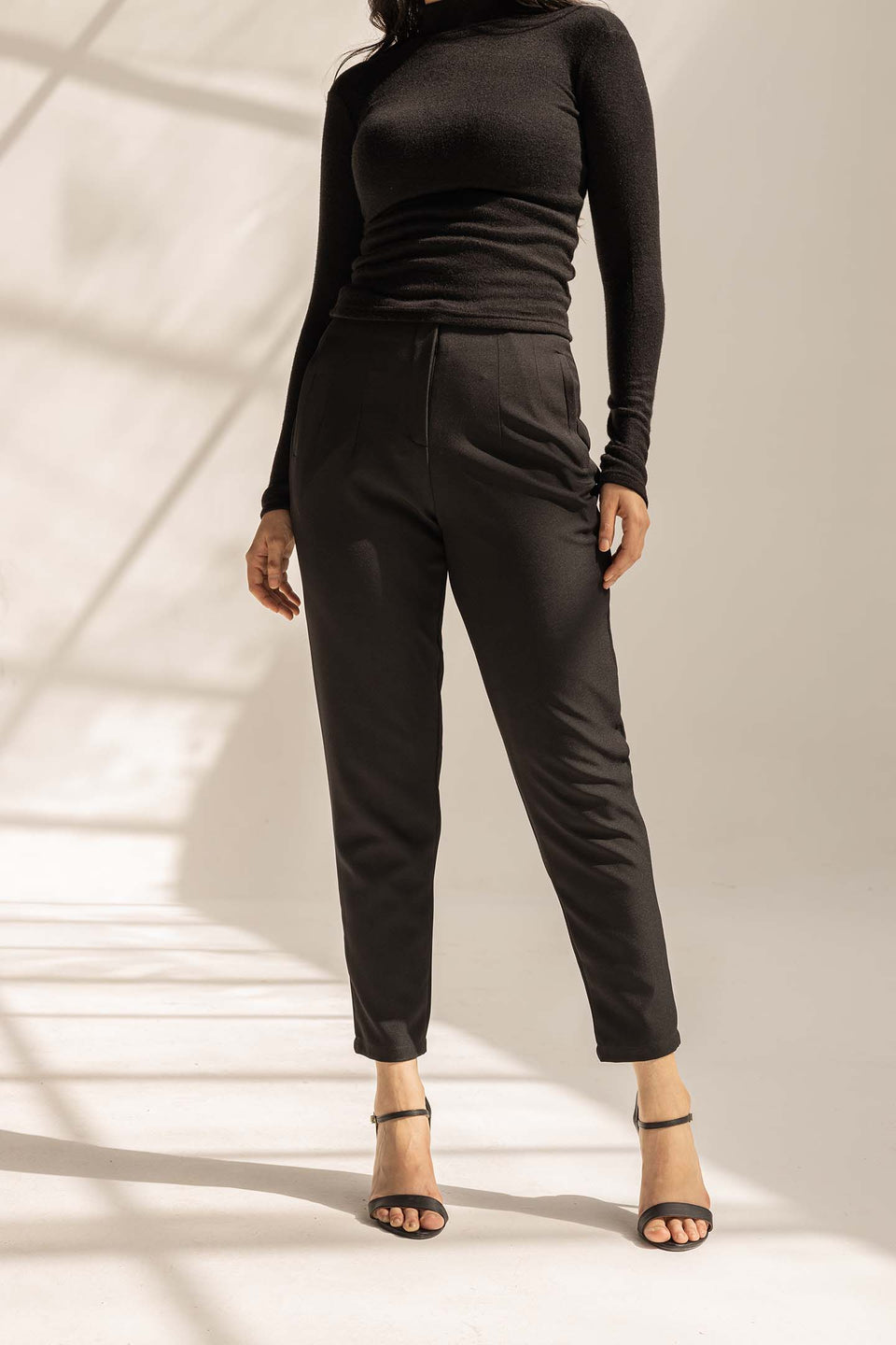 Black High-Waist Tailored Pants