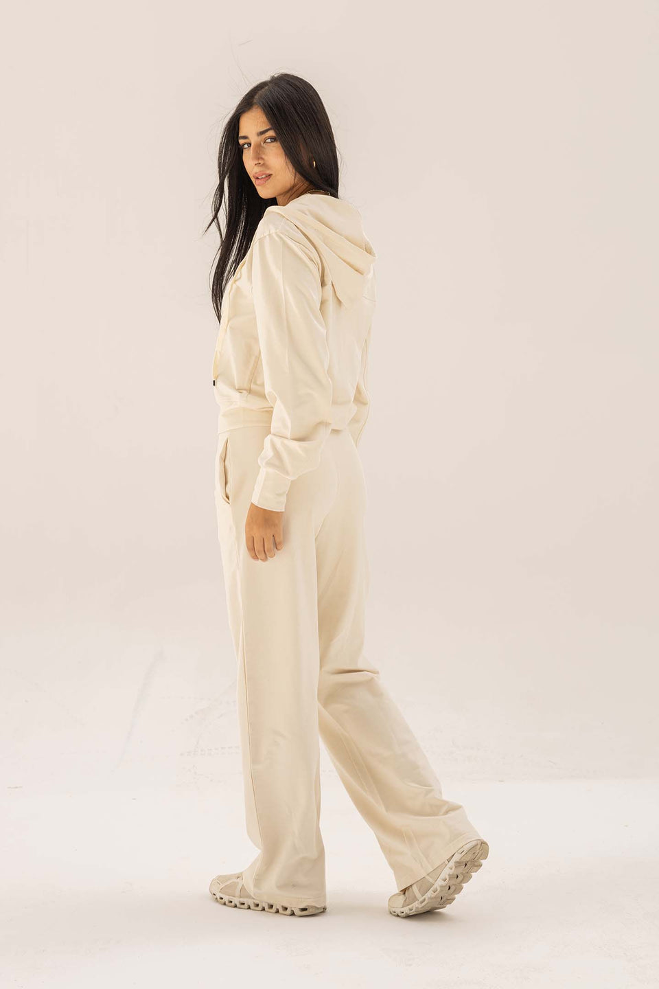 Off White Comfy Melton Zipped Hoodie