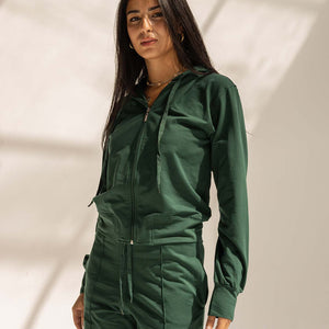 Olive Comfy Melton Zipped Hoodie