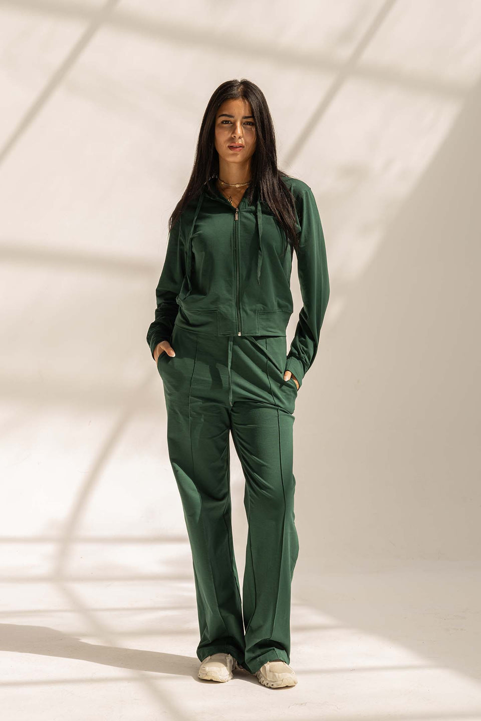 Olive Comfy Melton Zipped Hoodie