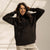 Black Melton Oversized Hoodie