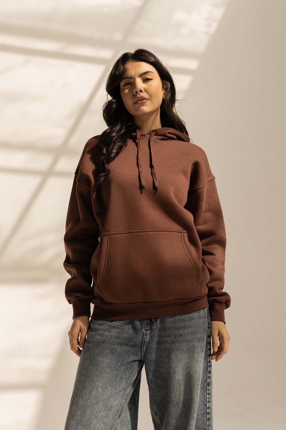 Brown Melton Oversized Hoodie