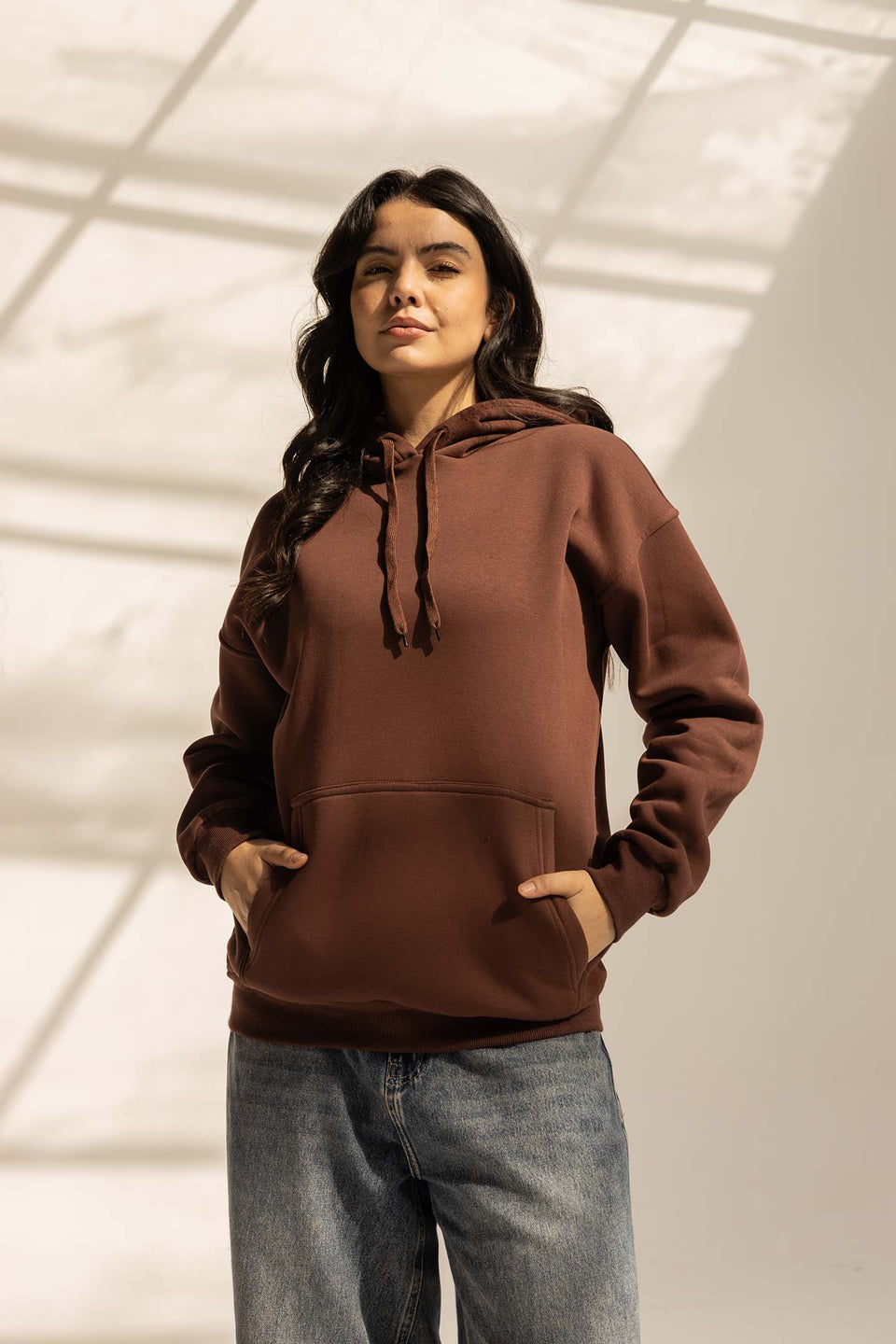 Brown Melton Oversized Hoodie