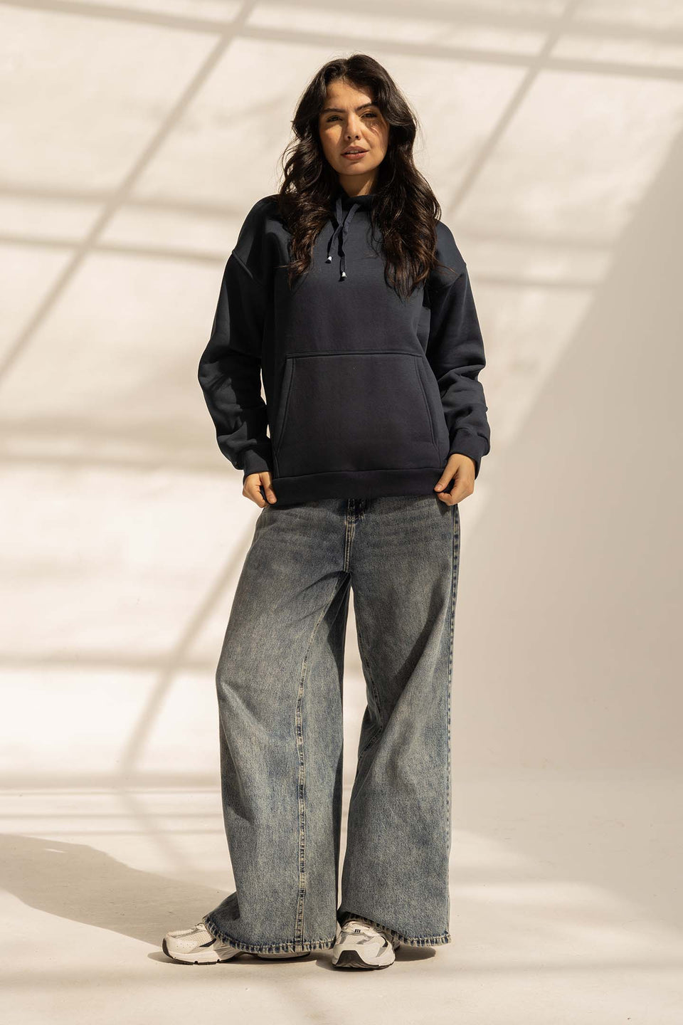 Navy Melton Oversize Hoodie