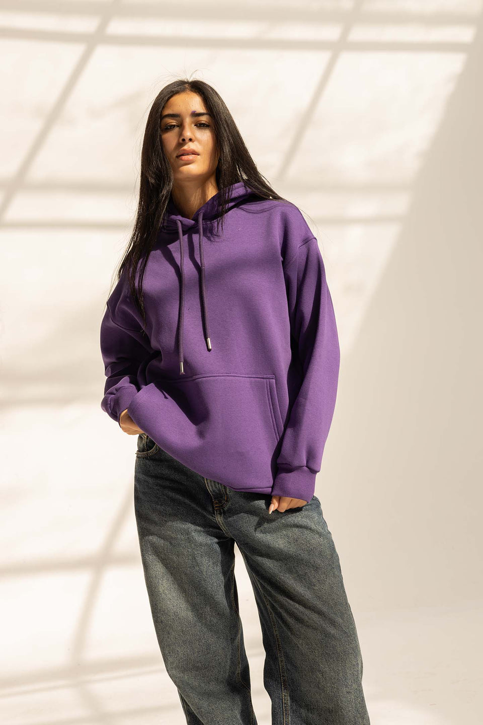 Purple Melton Oversized Hoodie