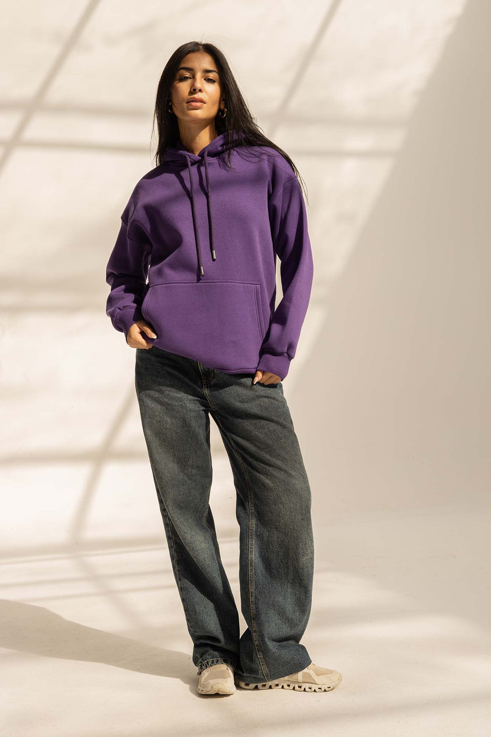 Purple Melton Oversized Hoodie