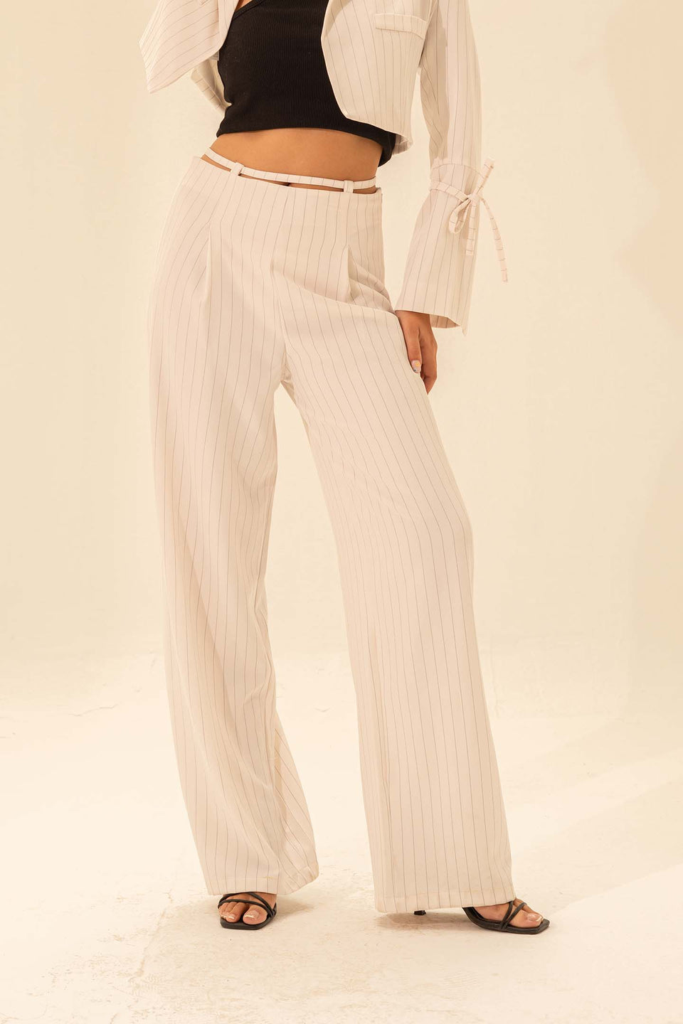 White Striped Tailored Pants