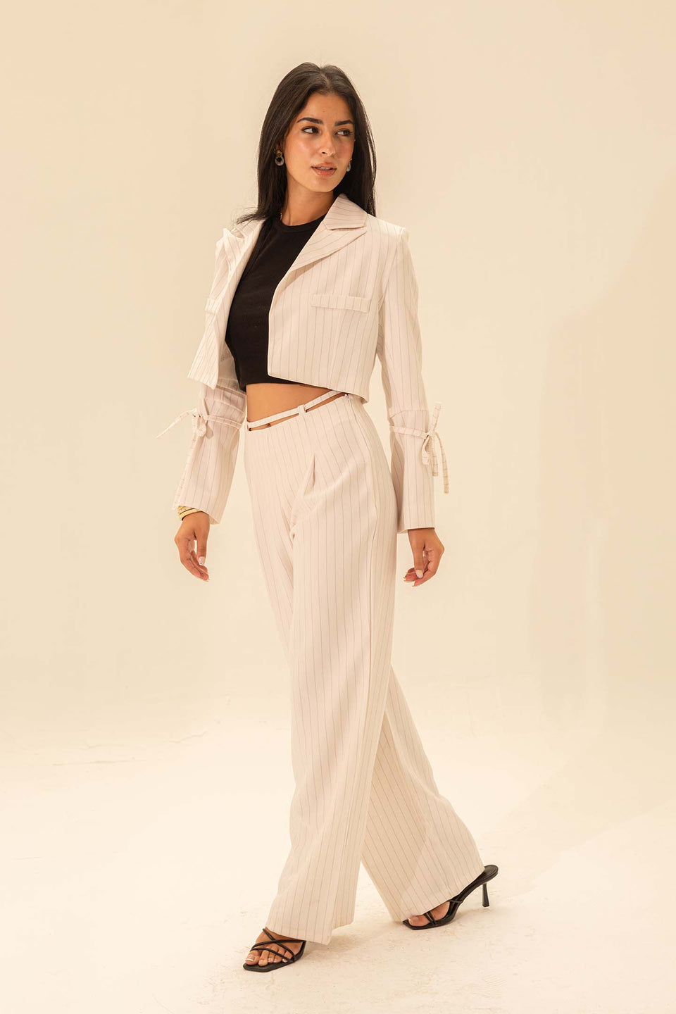 White Striped Tailored Pants