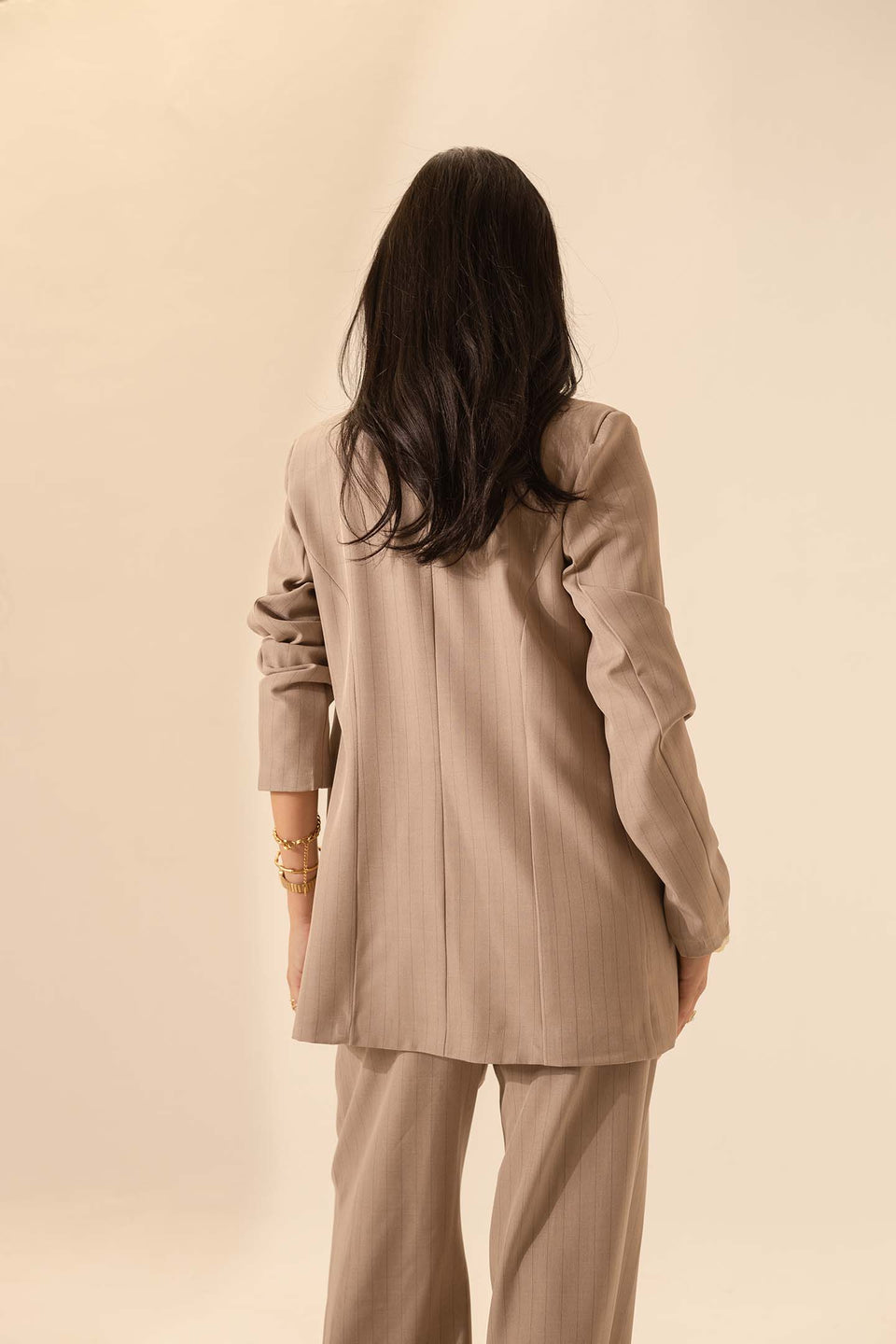 Coffe Striped Formal Blazer
