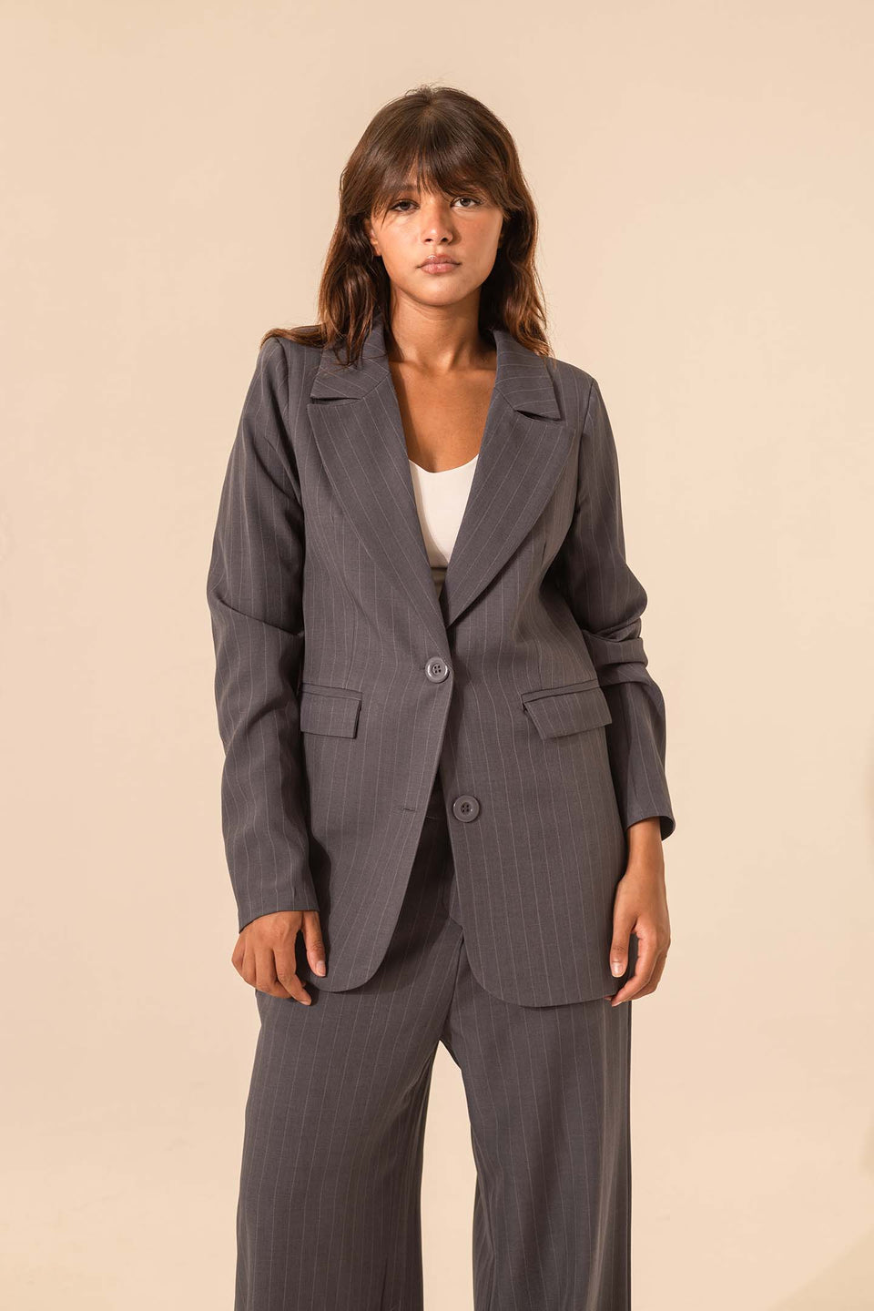 Navy Striped Formal Blazer