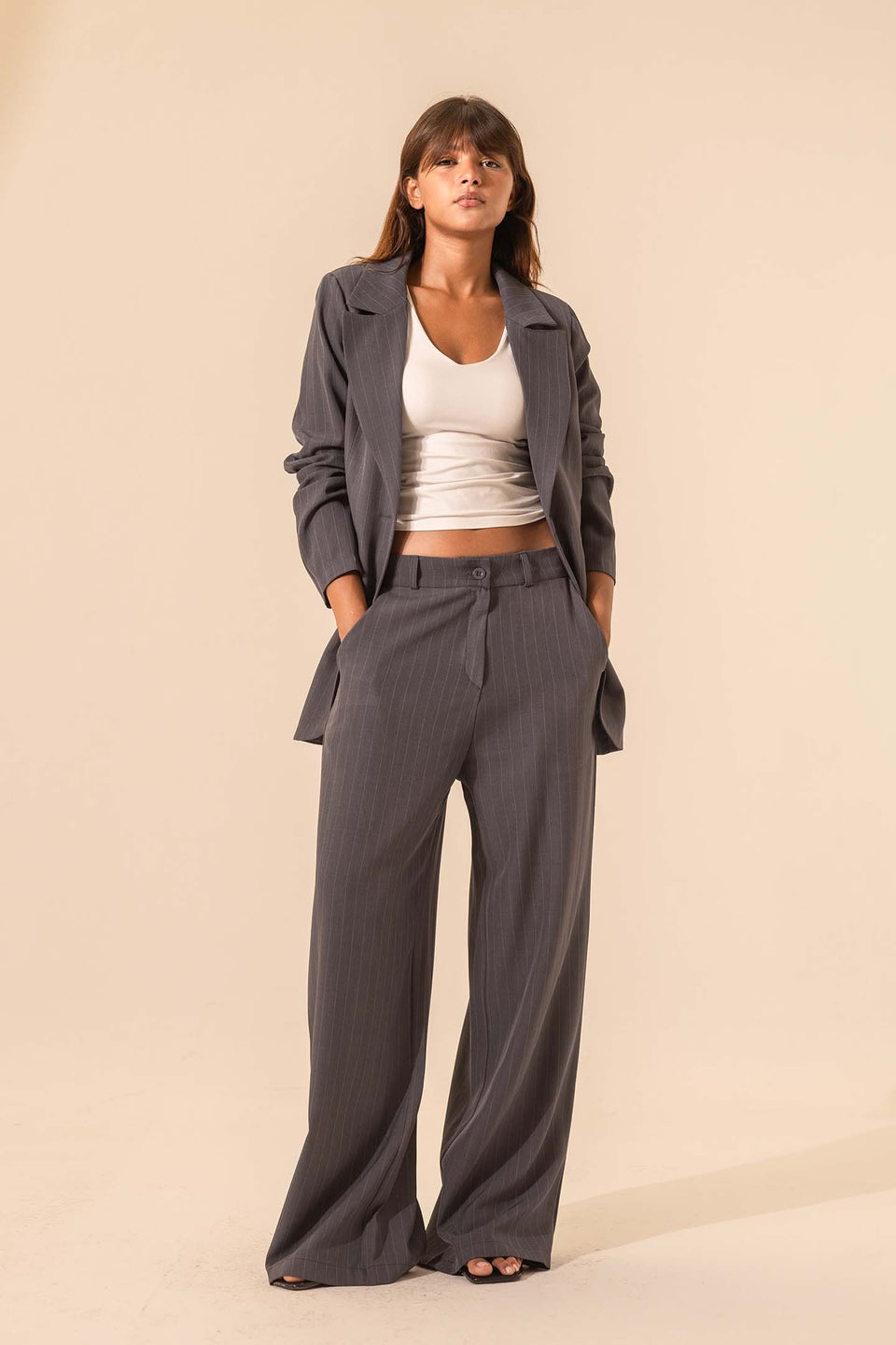 Navy Striped Formal Blazer