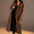Brown Long Faux Leather Leopard Shearling Coat