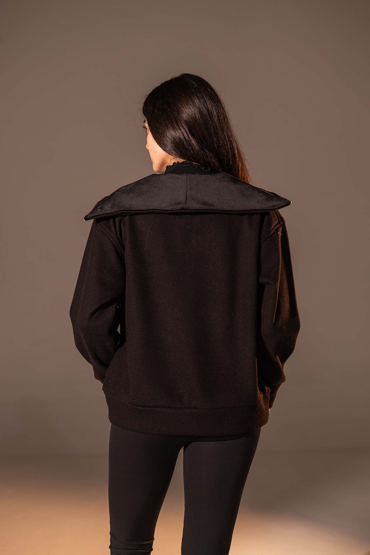 Black Half-Zip Knit Sweater