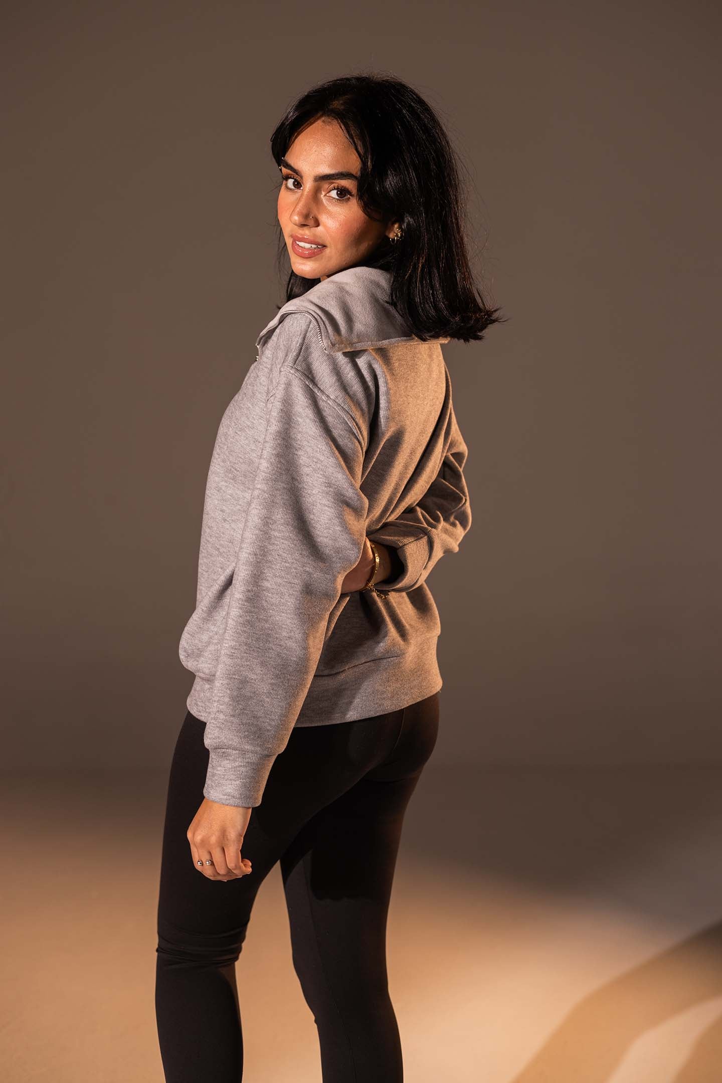 Grey Half-Zip Knit Sweater