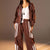 Brown Wide-Leg Set with White Curved Stripes