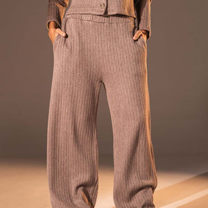 بنطال محبوك بلون القهوة للاسترخاء