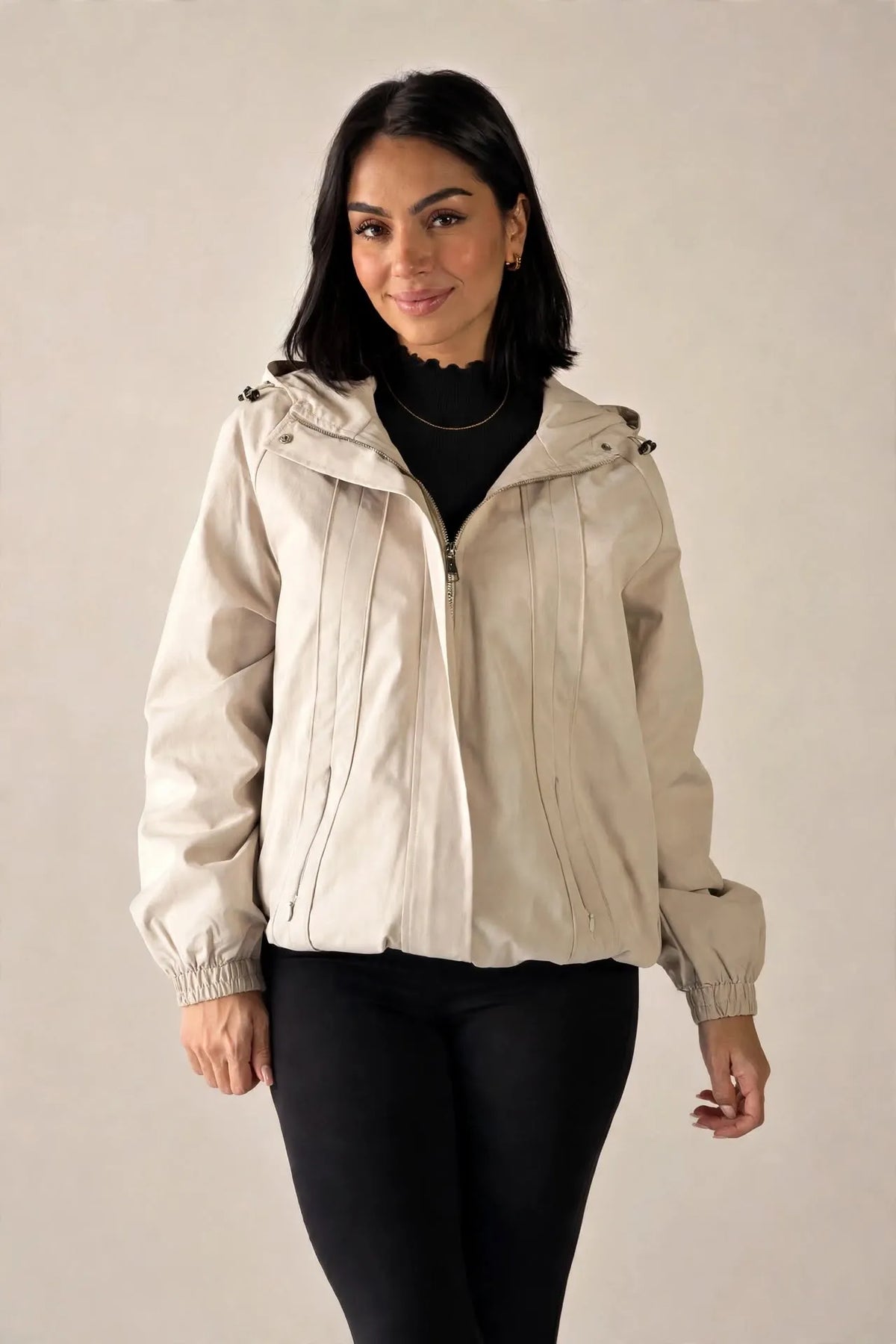 Beige Windbreaker Jacket