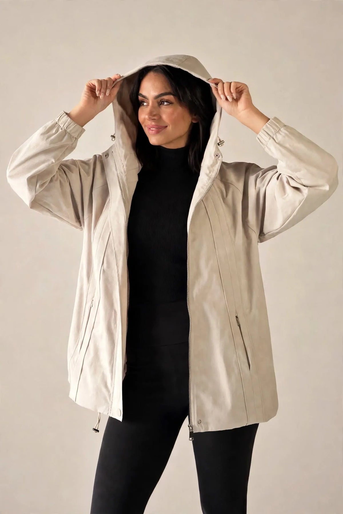 Beige Windbreaker Jacket
