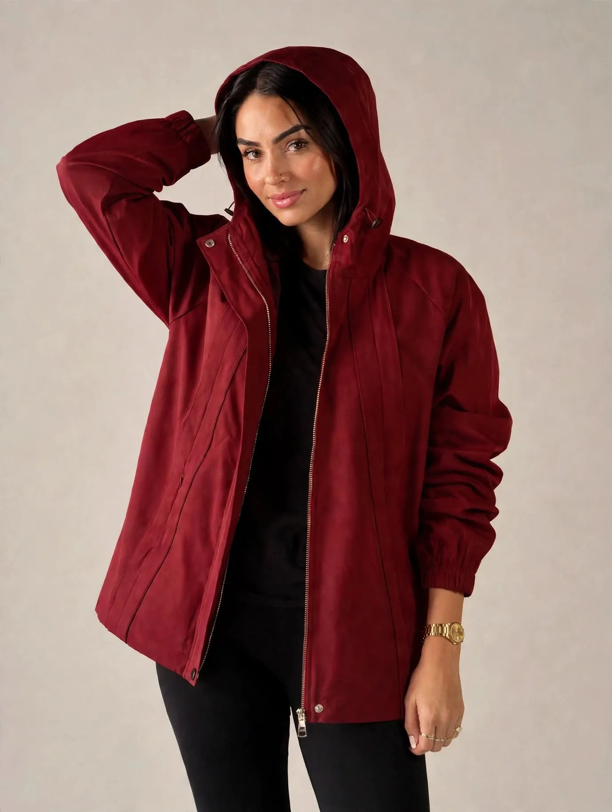 Burgundy Windbreaker Jacket