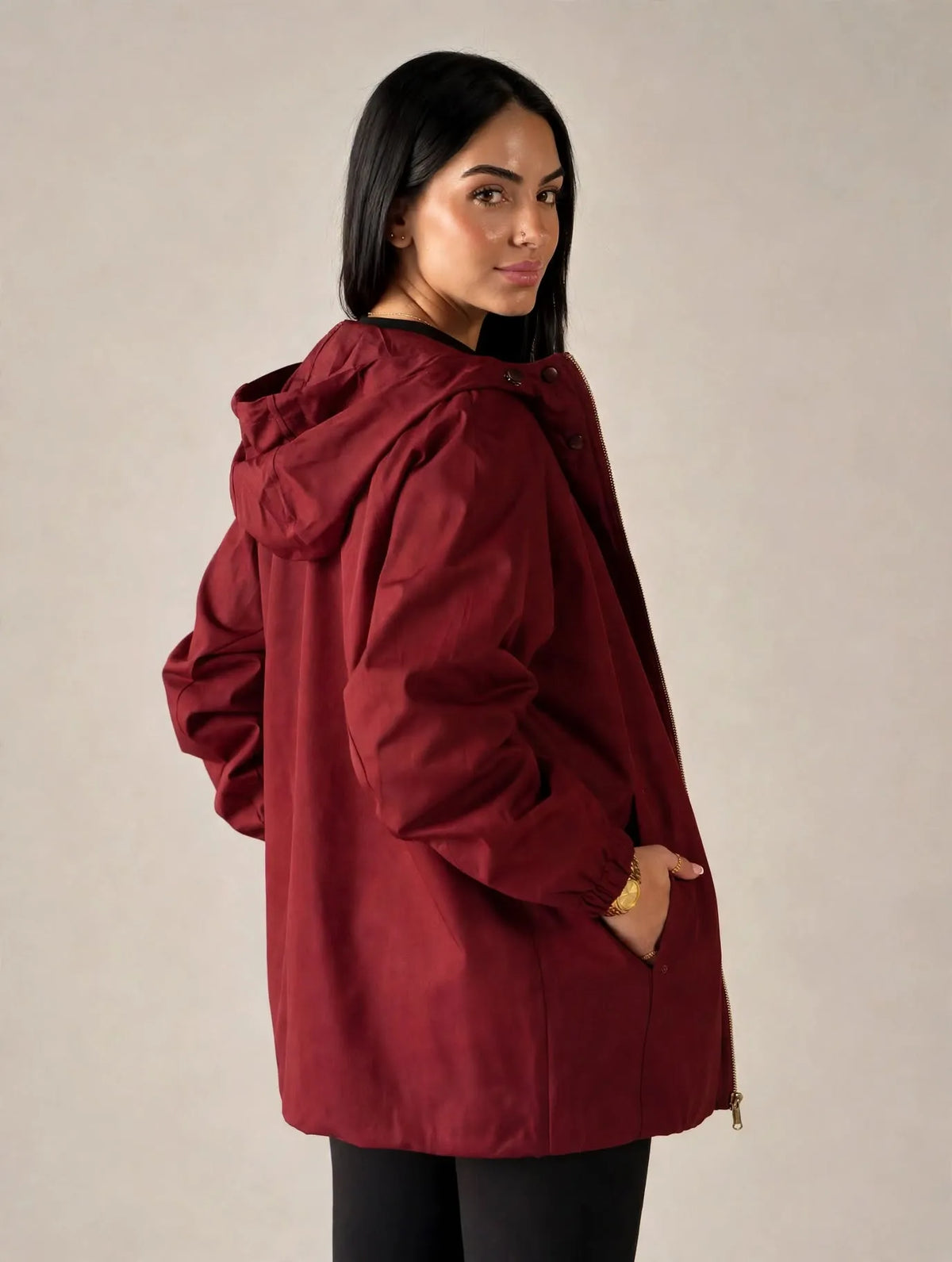 Burgundy Windbreaker Jacket