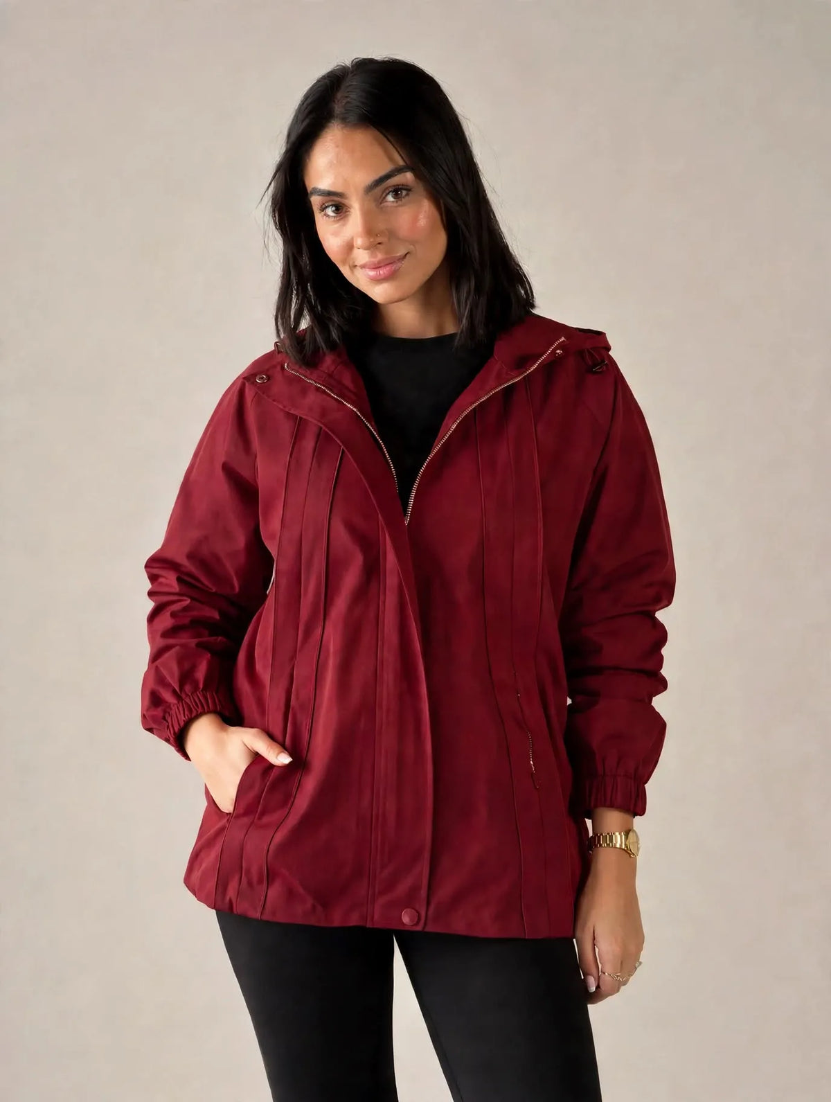 Burgundy Windbreaker Jacket