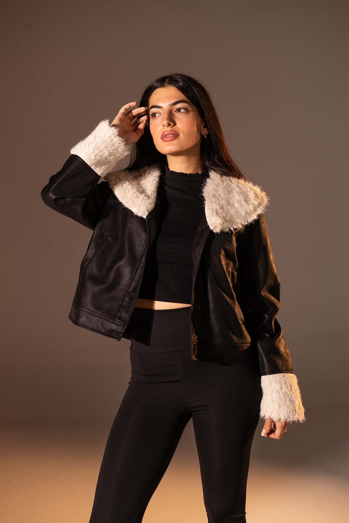 Black  Faux Leather Jacket