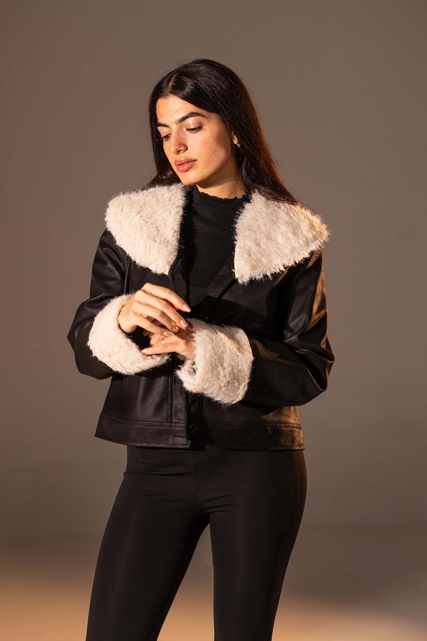 Black  Faux Leather Jacket