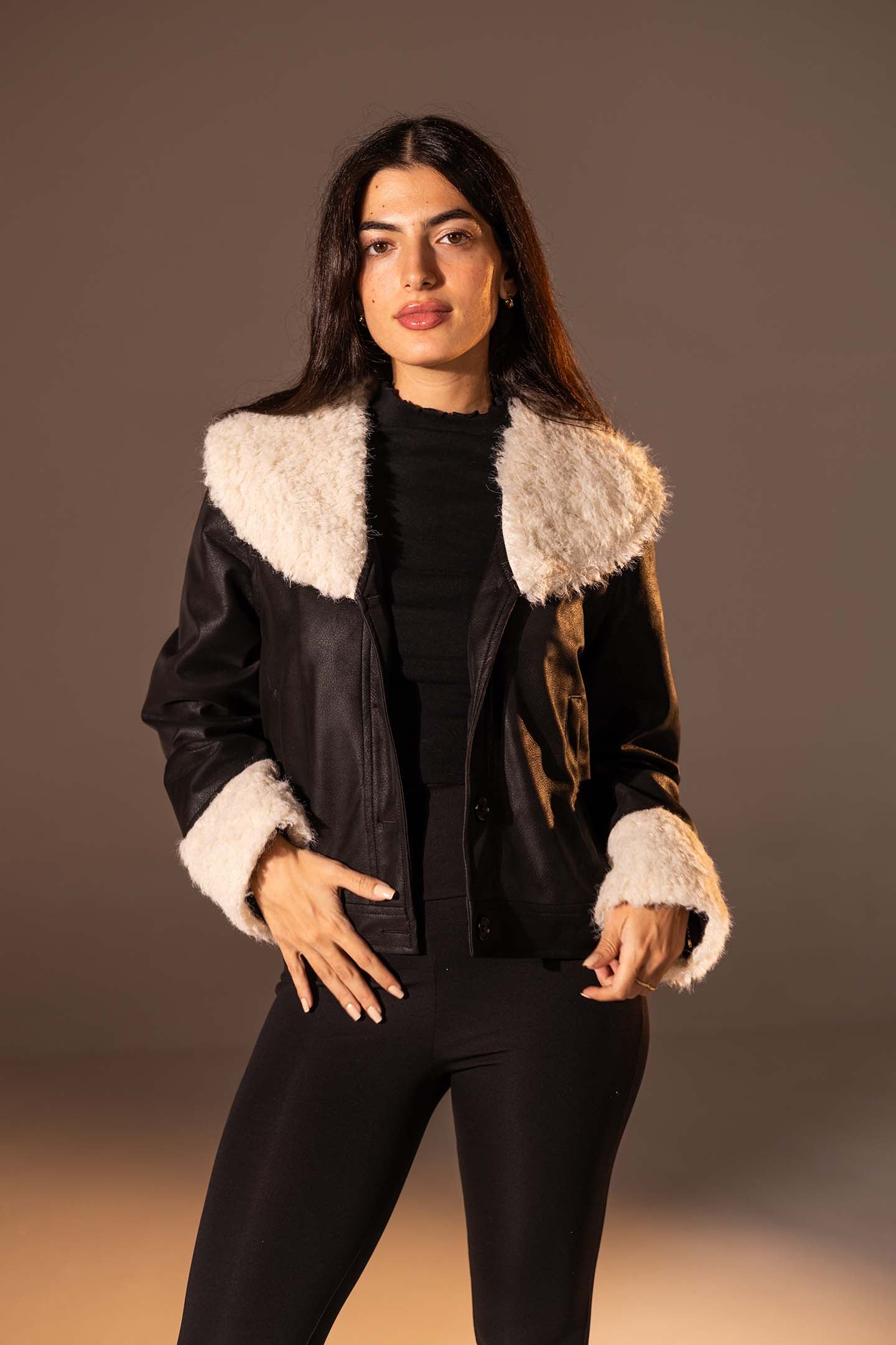 Black  Faux Leather Jacket