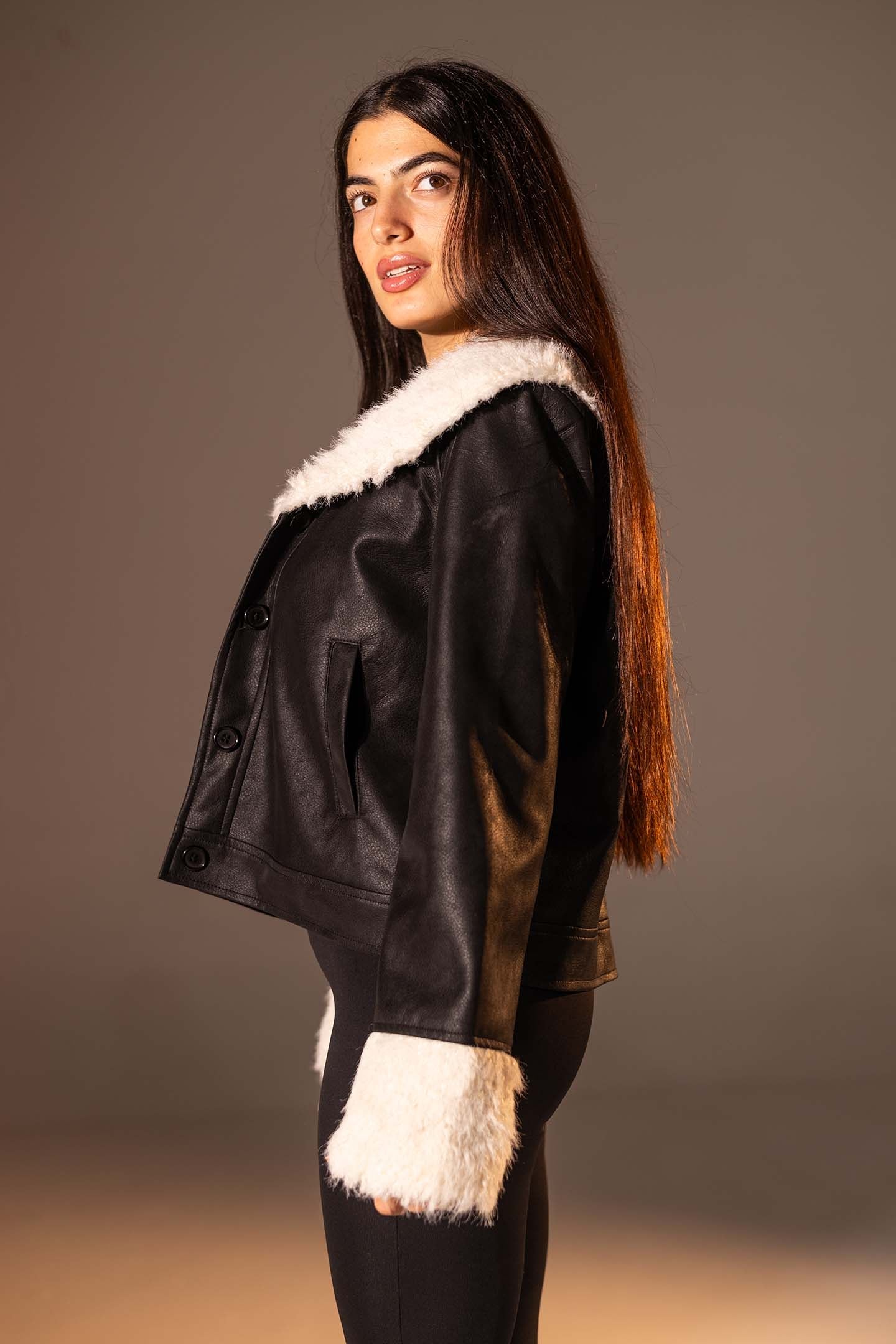 Black  Faux Leather Jacket