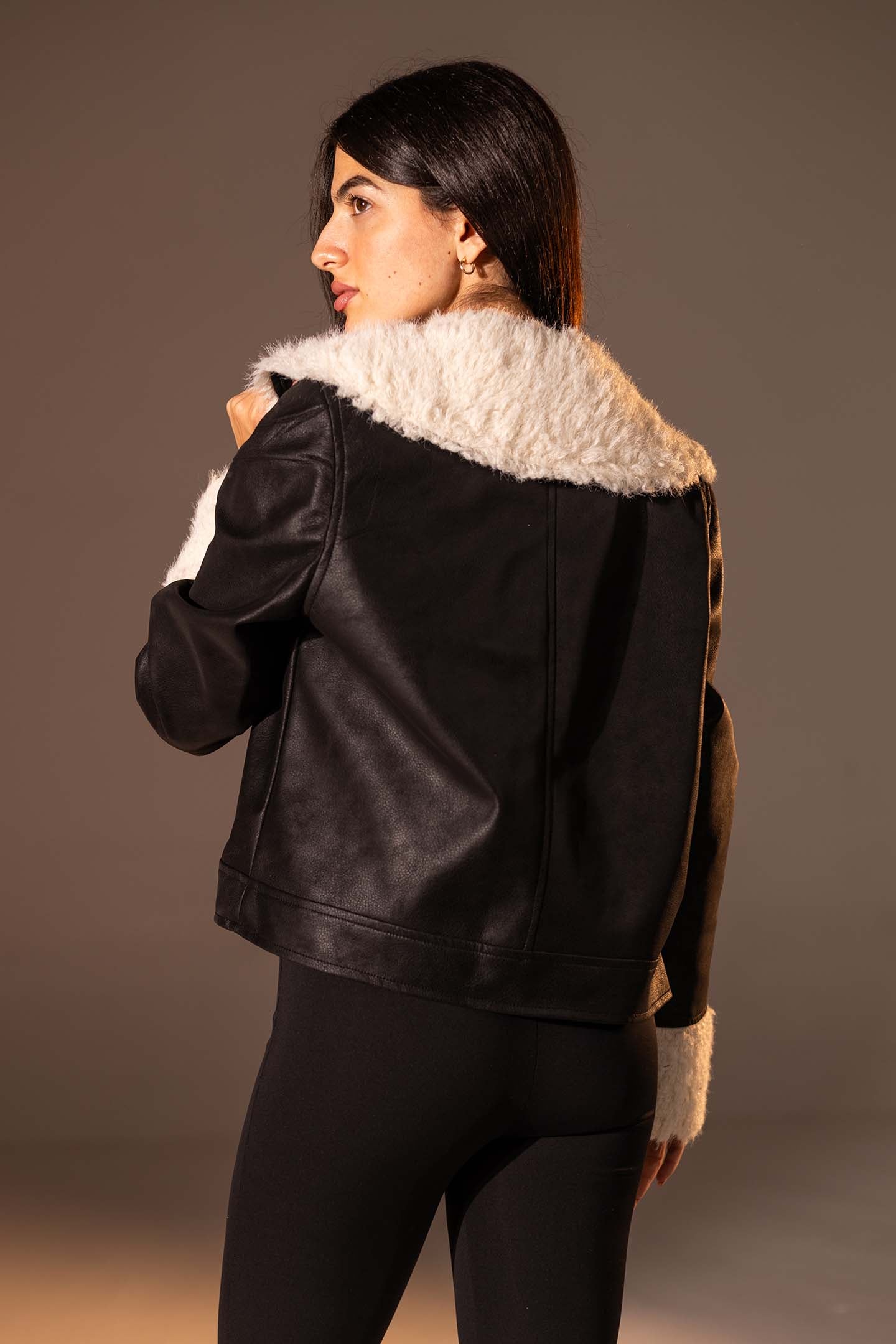 Black  Faux Leather Jacket