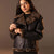 Black  Shearling-Lined Leather Jacket