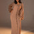 Camel Puffy Sleeves Ribbed Knit Maxi Dress