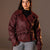 Burgundy Faux Leather Jacket with Belted Waist