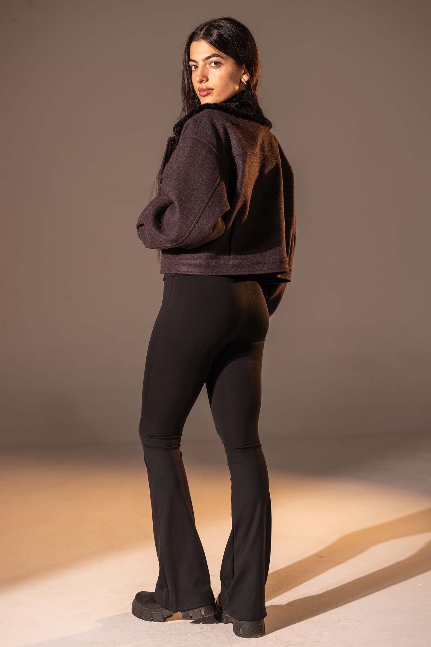 Burgundy Cropped Gough-Blend Jacket