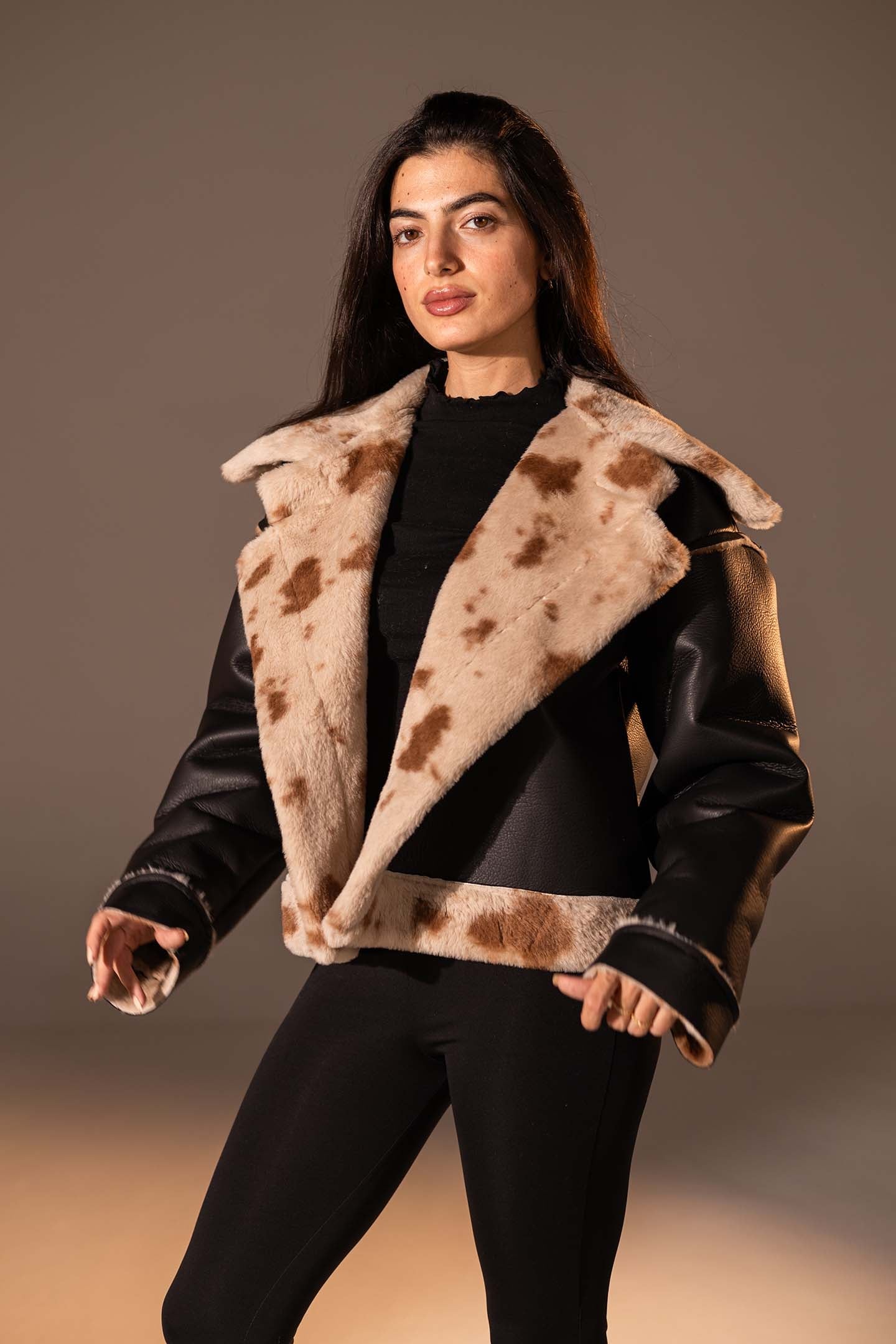 Black Cropped Gough-Blend Jacket