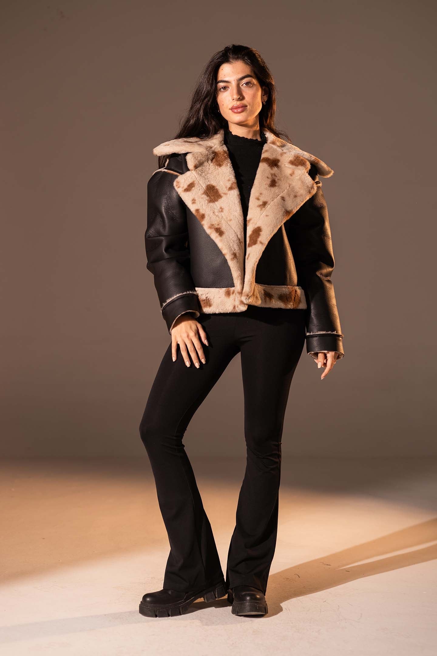 Black Cropped Gough-Blend Jacket