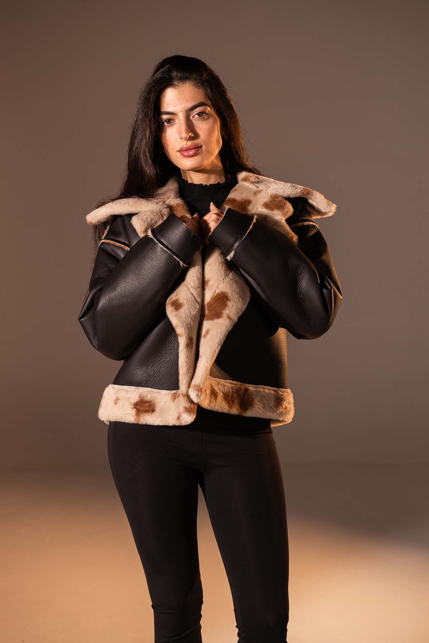 Black Cropped Gough-Blend Jacket