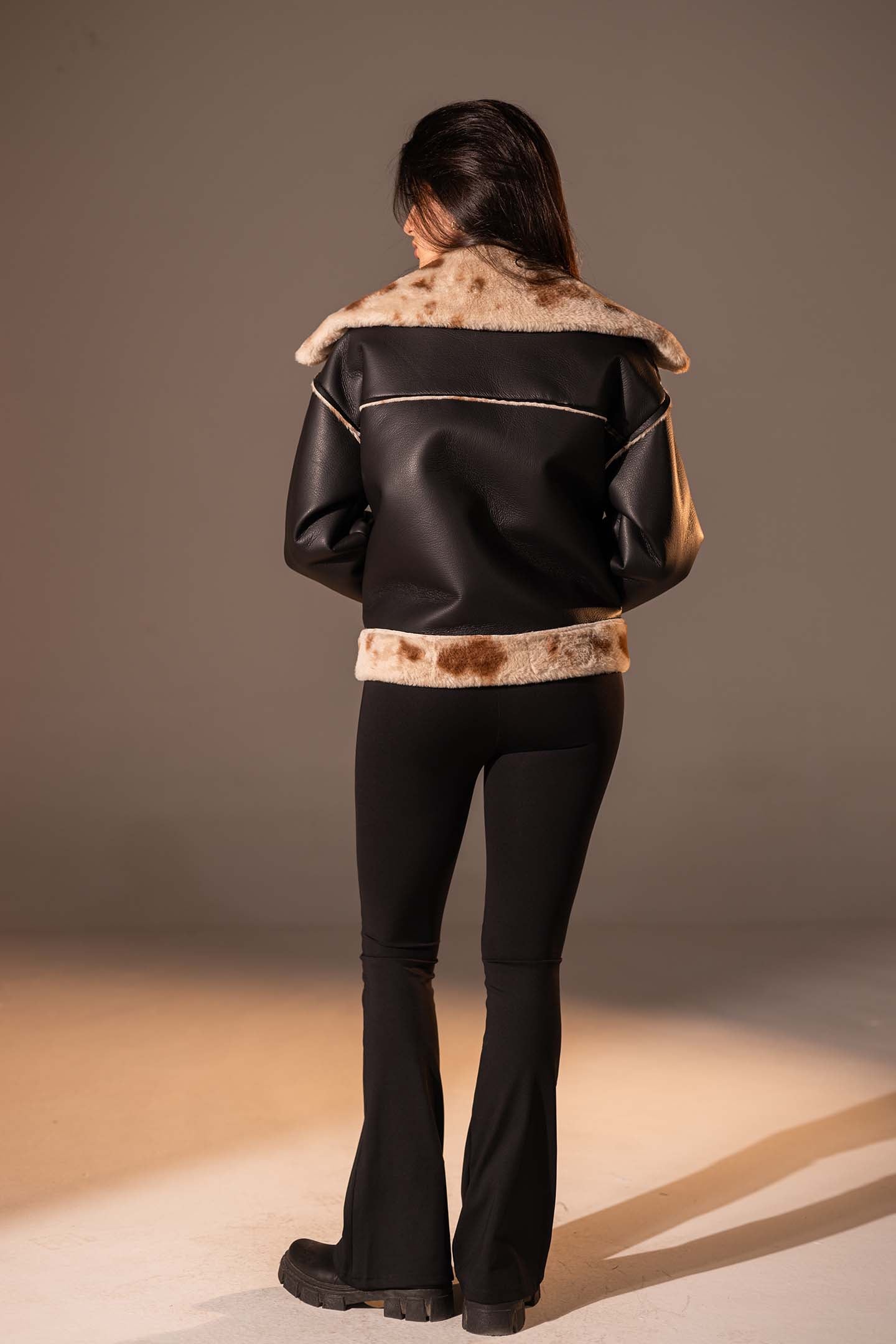 Black Cropped Gough-Blend Jacket