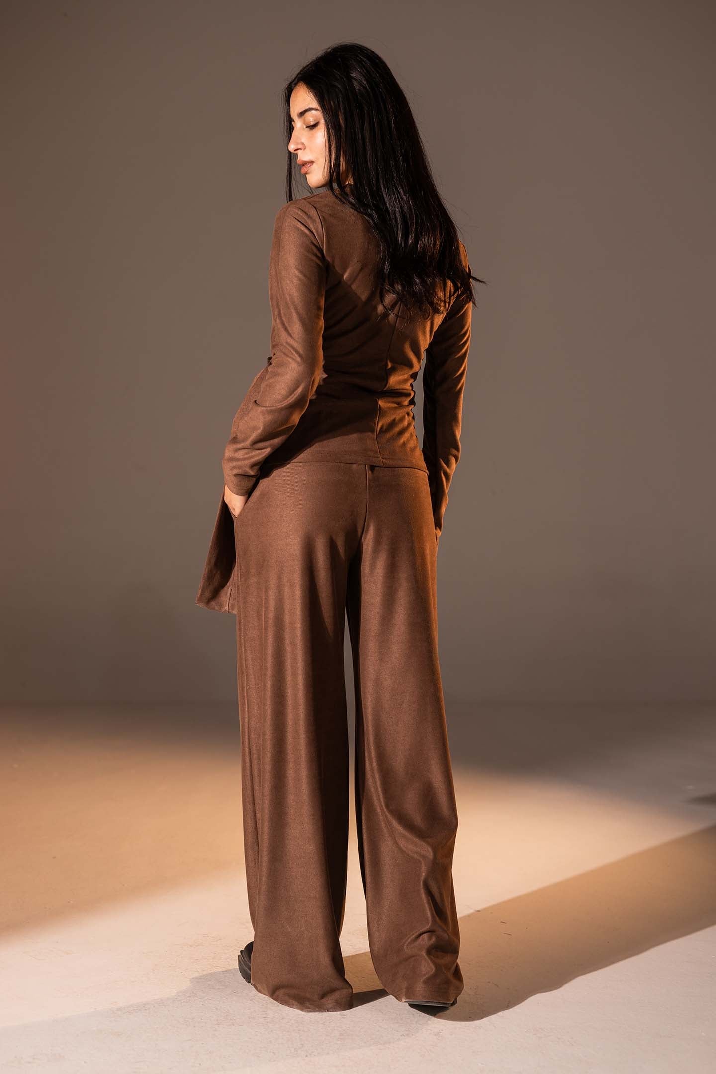 Brown Wrap Top with Side Buckle
