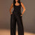 Black Wide-Leg Textured Pants