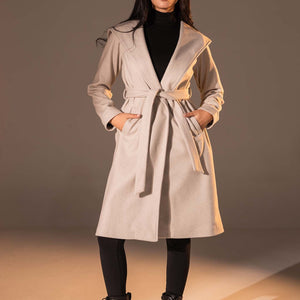 Off White Belted Wool Coat