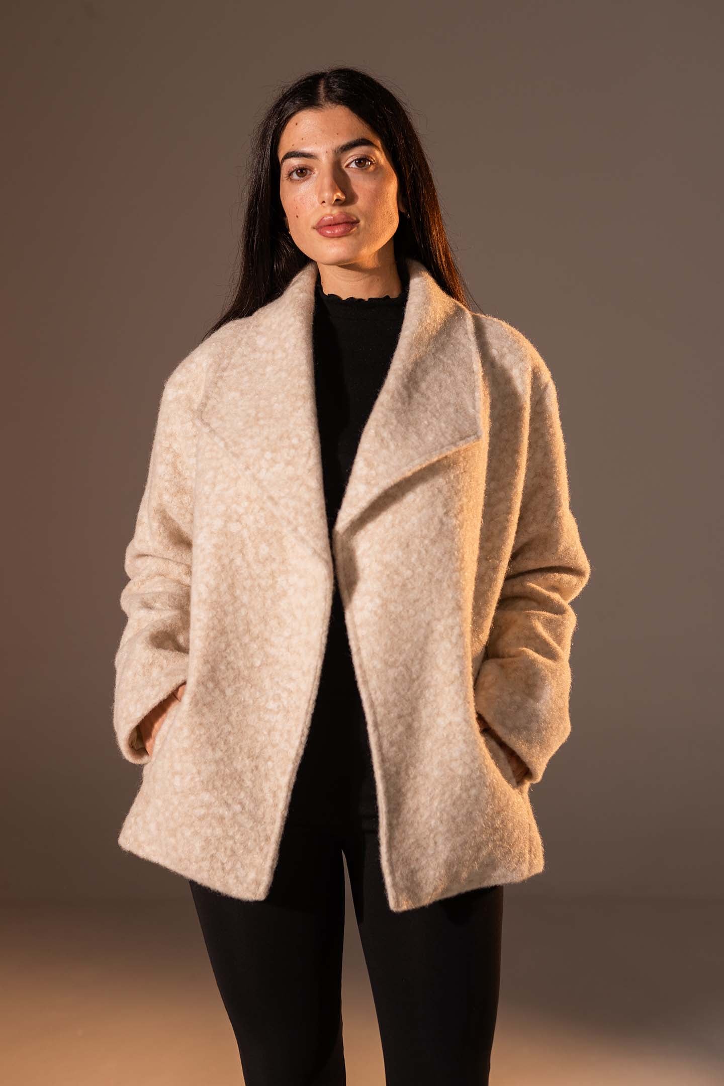 Beige Teddy Wool Coat