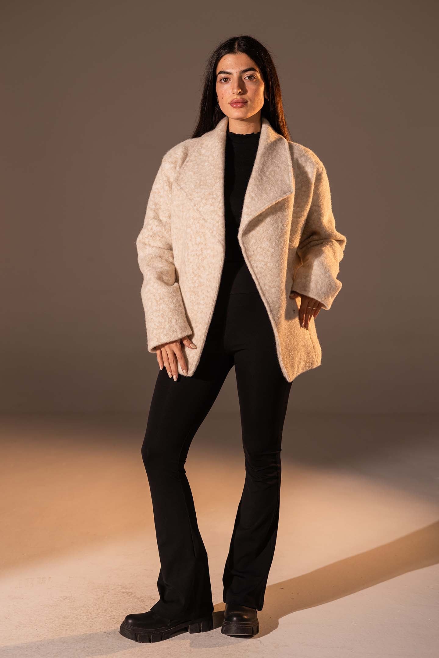 Beige Teddy Wool Coat