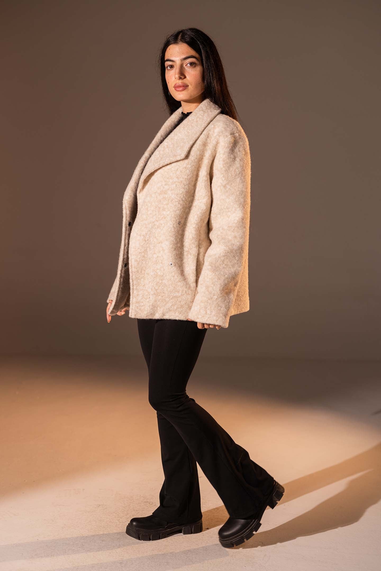 Beige Teddy Wool Coat