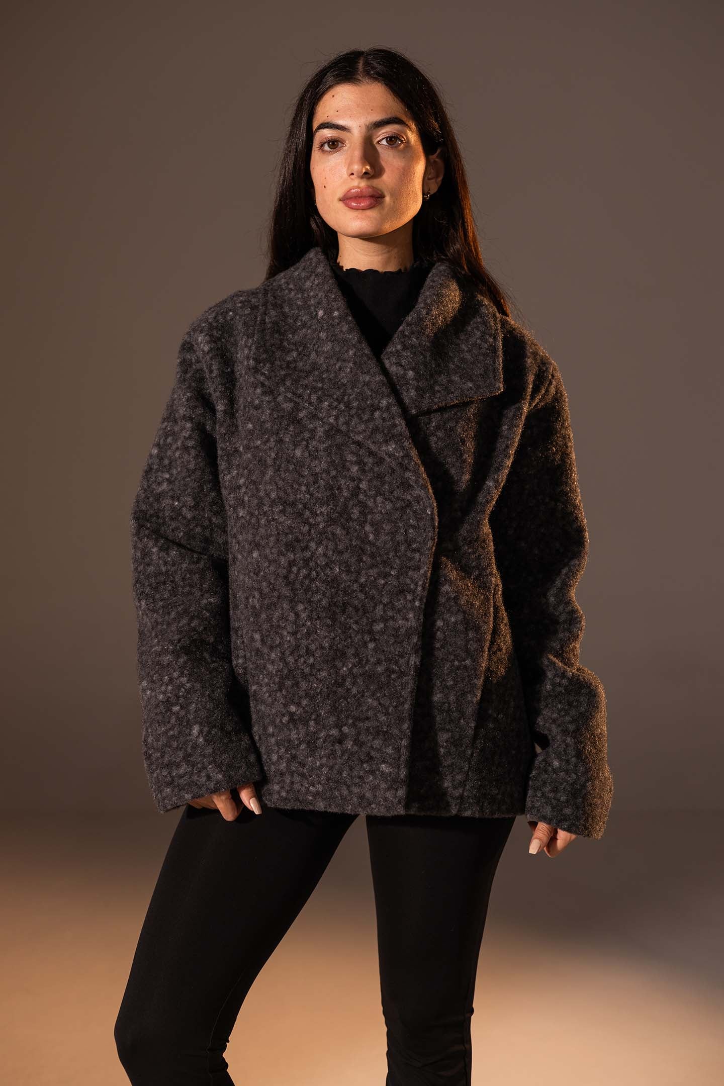 Dark Grey Teddy Wool Coat