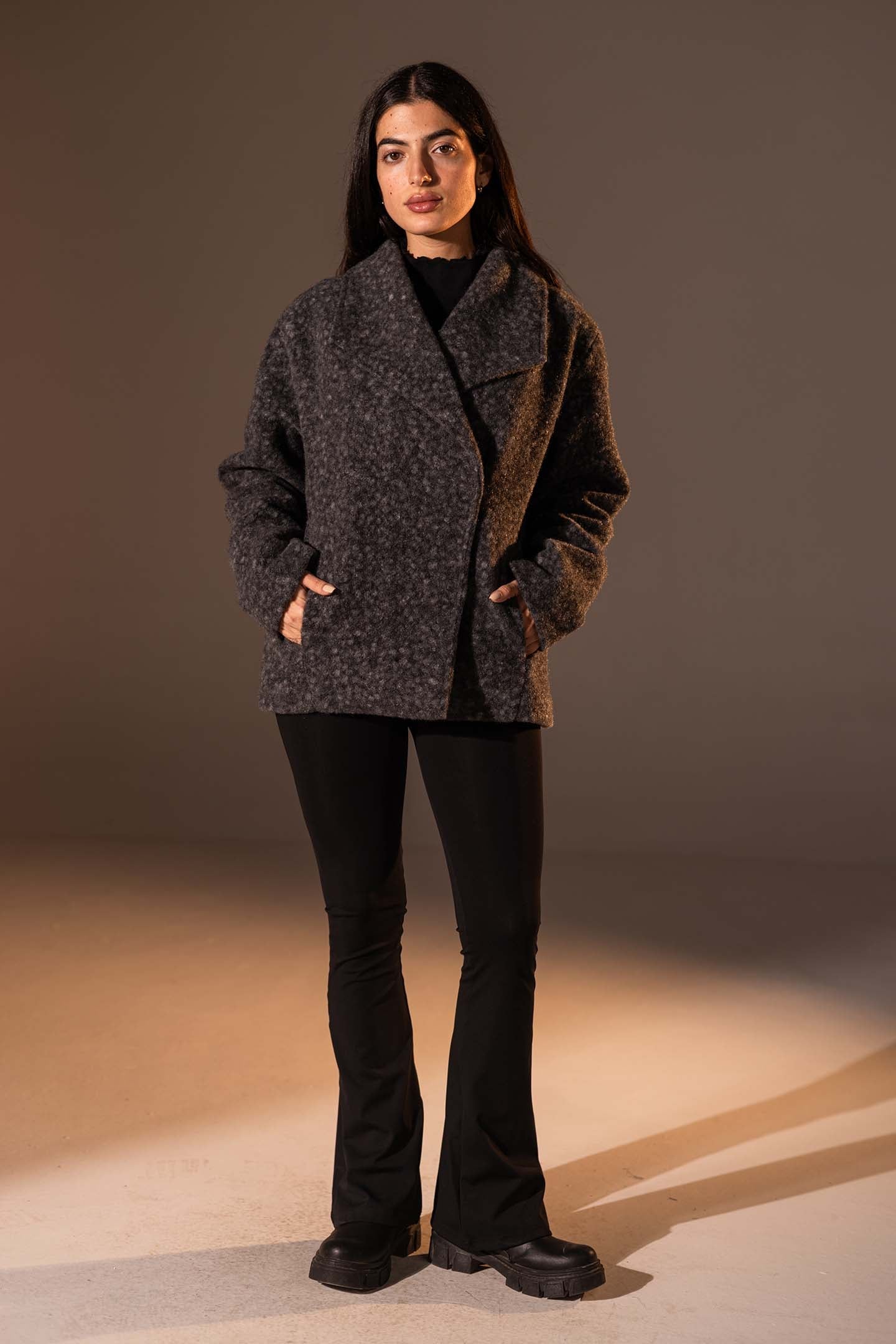 Dark Grey Teddy Wool Coat