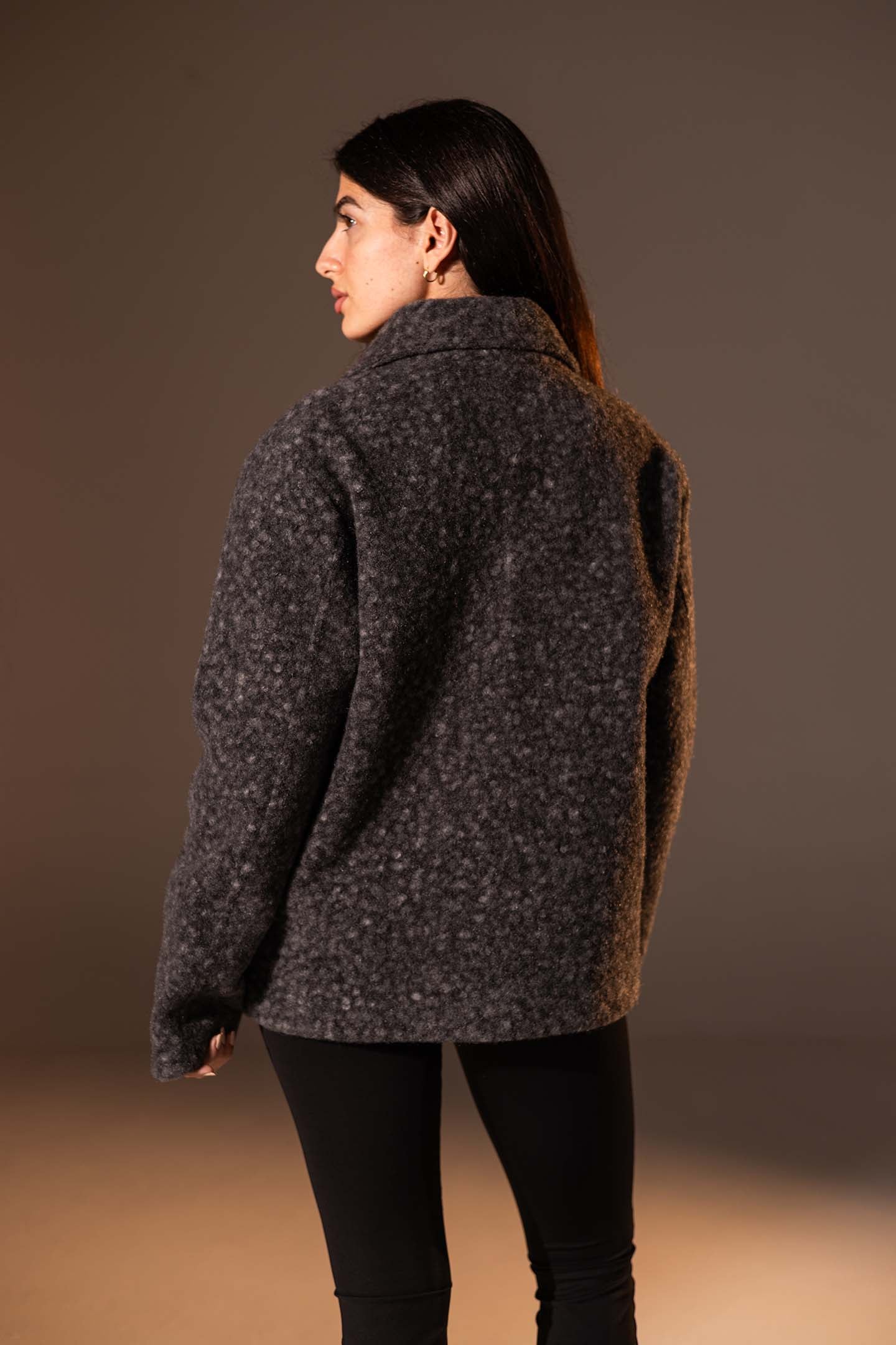 Dark Grey Teddy Wool Coat