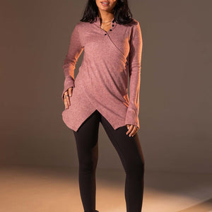 Dusty Rose Wrap-Style Knit Top